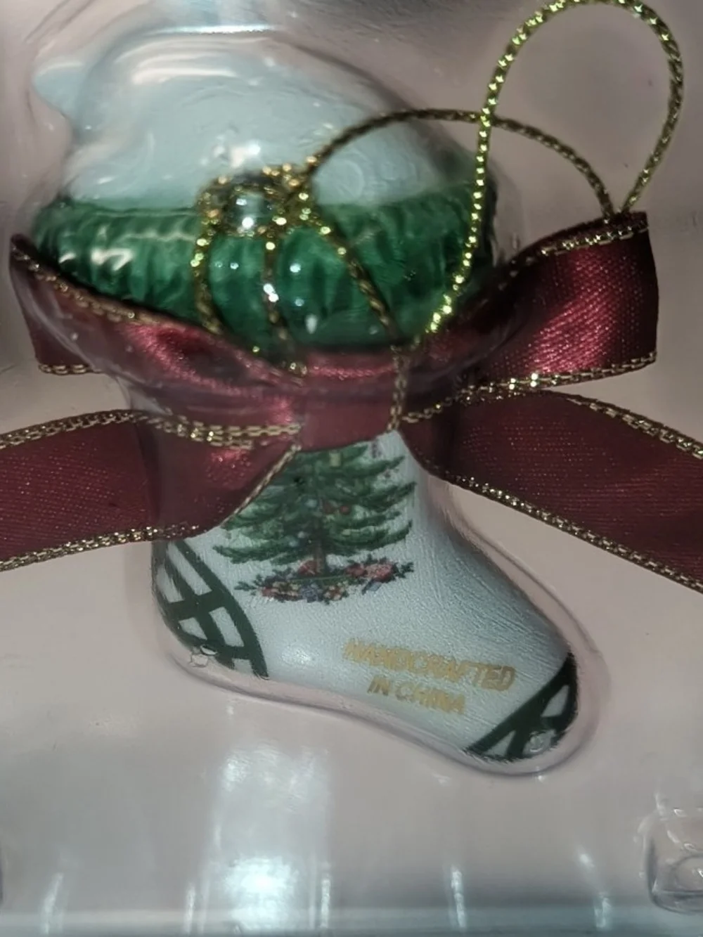 Spode Ceramic Kitten In Stocking Ornament